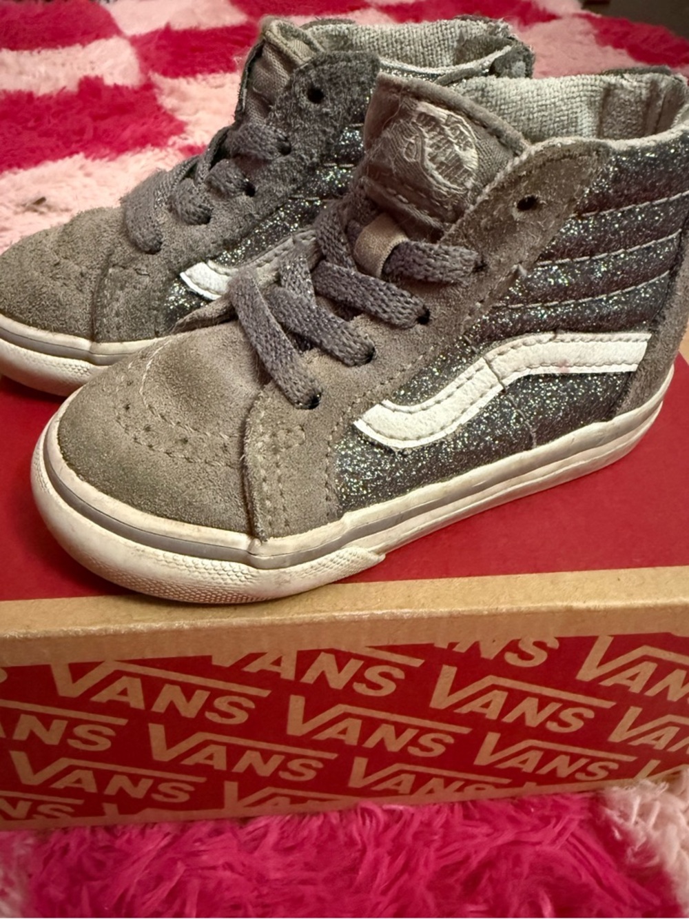 Vans Kids Gray Glitter High-Top Sneakers